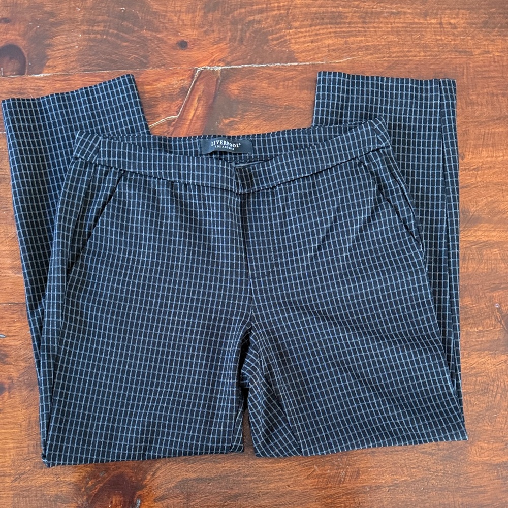 Liverpool Kayla Pull-on Trousers Black and White Grid Pants Size 10